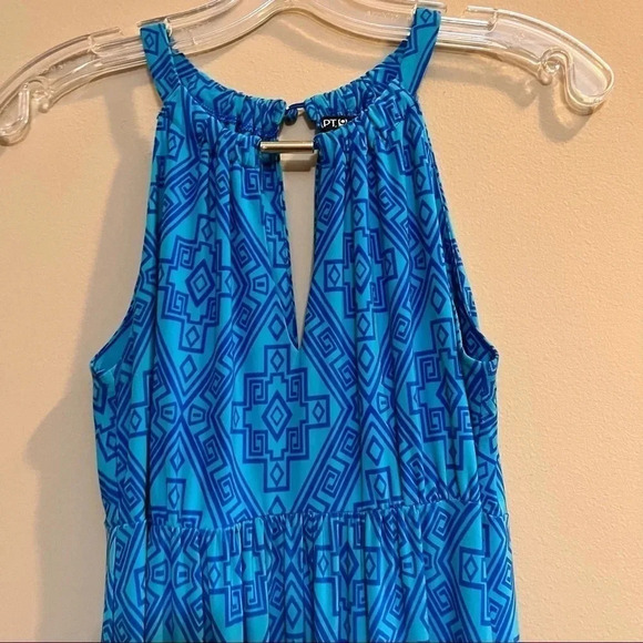 Apt 9 Womens Dress XS Sleeveless Maxi Blue Aztec Tribal Print Keyhole Neck - Picture 2 of 11